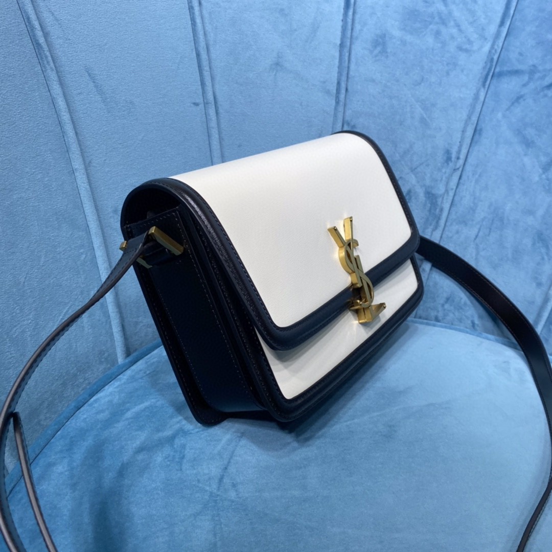 YSL SOLFERINO MEDIUM SATCHEL IN CANVAS AND BOX SAINT LAURENT LEATHER