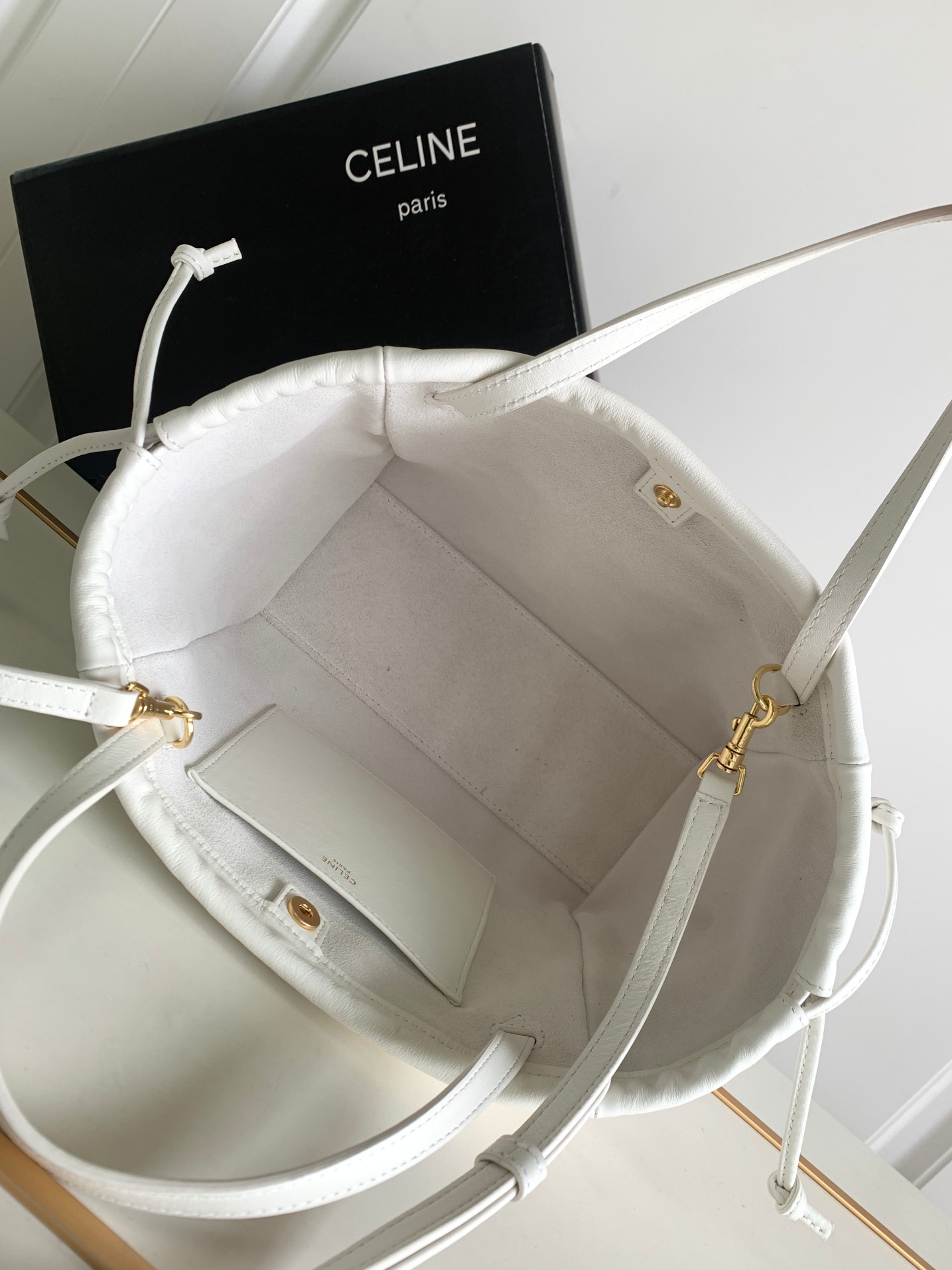 Ce**e small cabas drawstring cuir triomphe