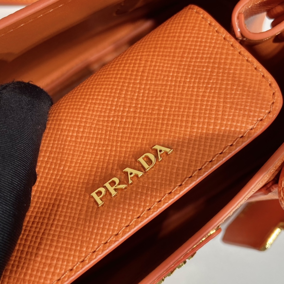 Pra*a double saffiano leather mini bag