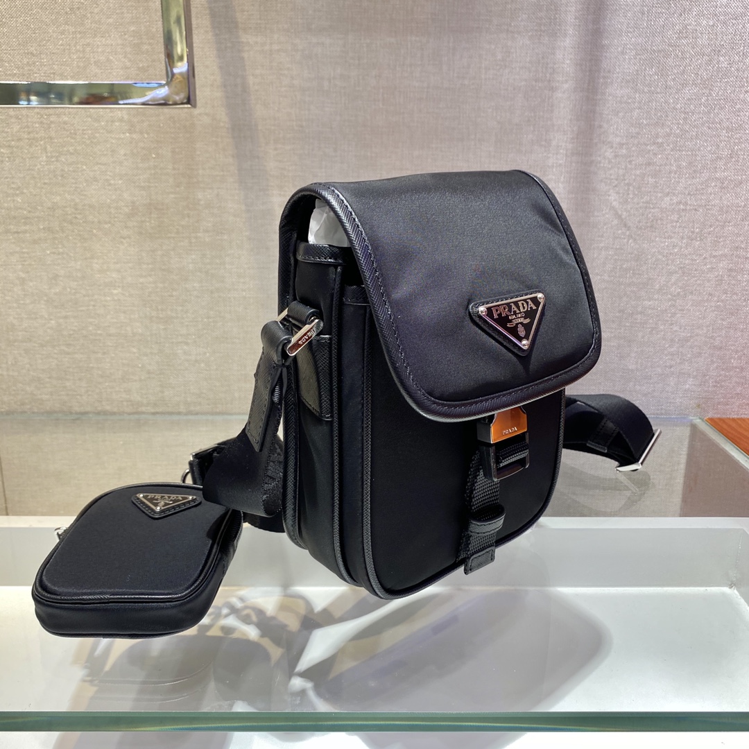 Pra*a saffiano & re-nylon smartphone case bag