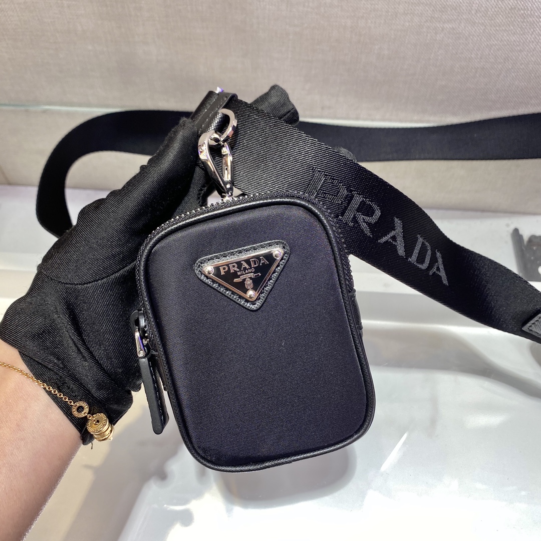 Pra*a saffiano & re-nylon smartphone case bag