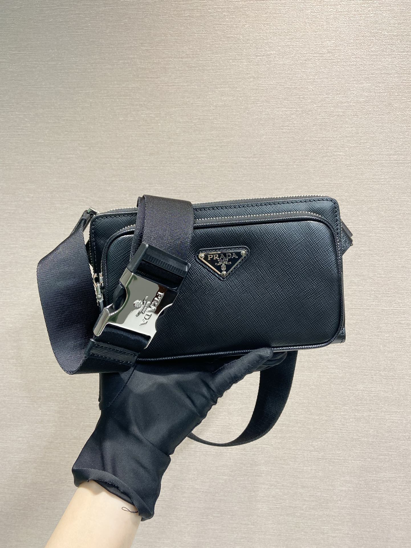 Pra*a saffiano leather belt bag