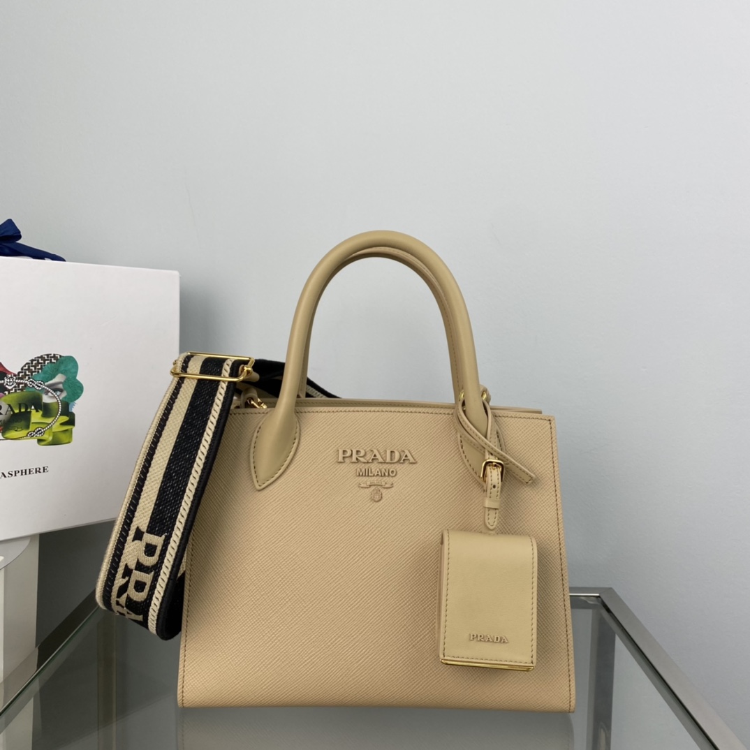 pra*a monoCh*0me small saffiano bag