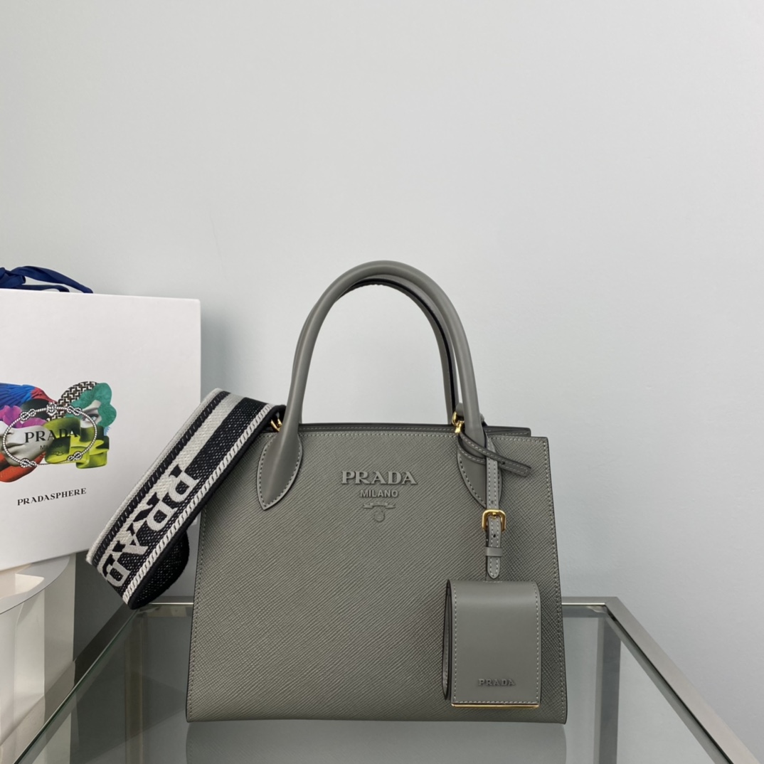pra*a monoCh*0me small saffiano bag