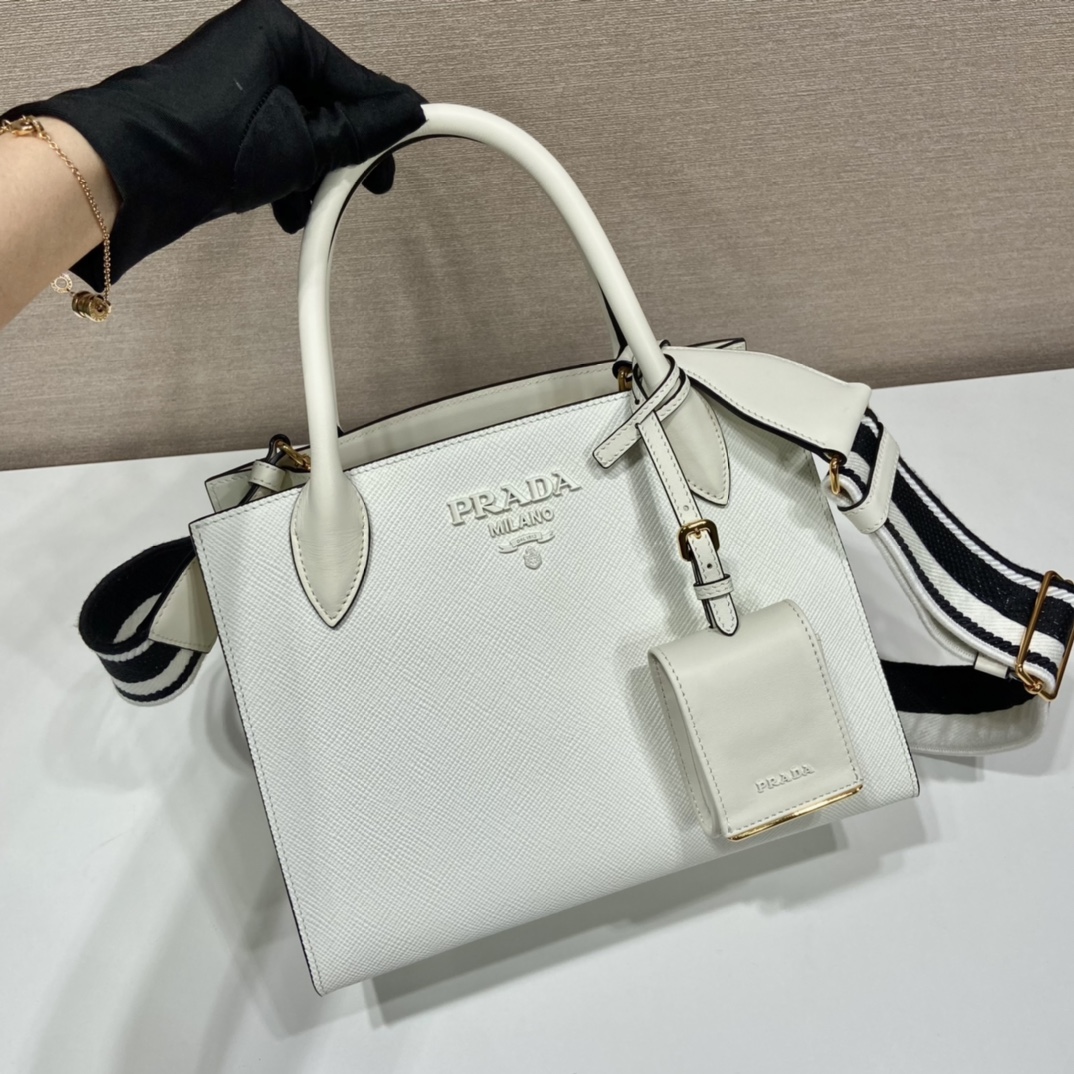 pra*a monoCh*0me small saffiano bag