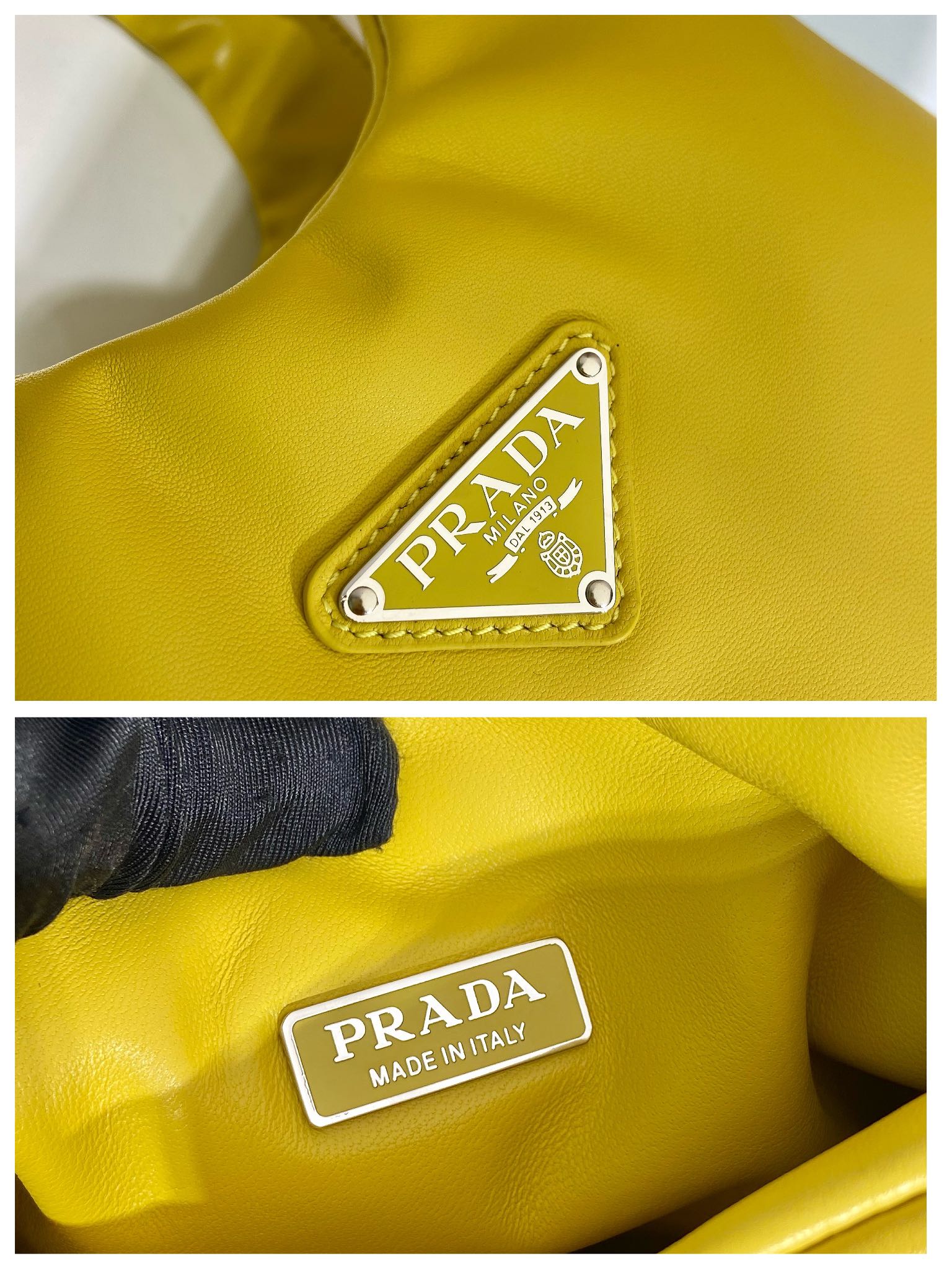 medium padded Pra*a soft nappa leather bag