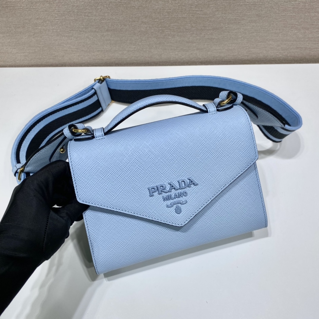 pra*a monoCh*0me saffiano and leather bag