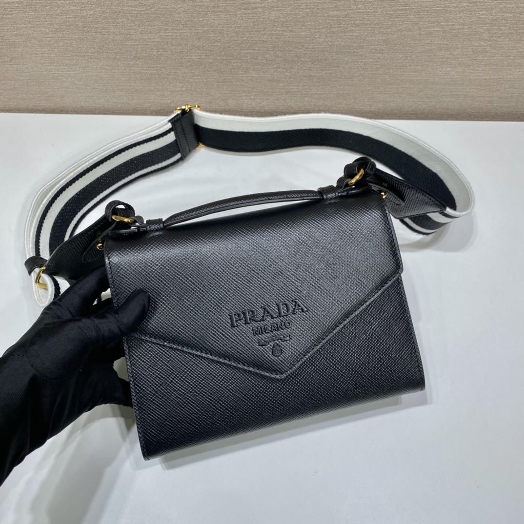 pra*a monoCh*0me saffiano and leather bag