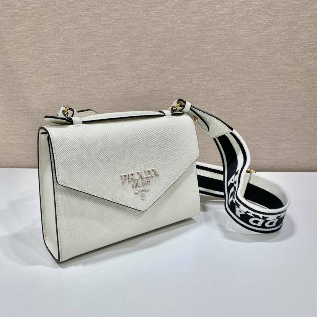 pra*a monoCh*0me saffiano and leather bag