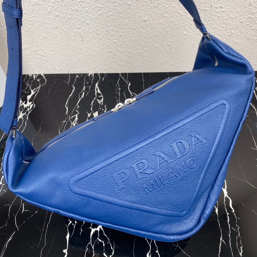 large leather Pra*a triangle bag