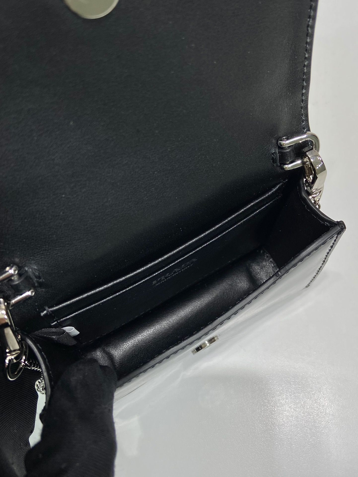 Pra*a cardholder with shoulder strap and crystals