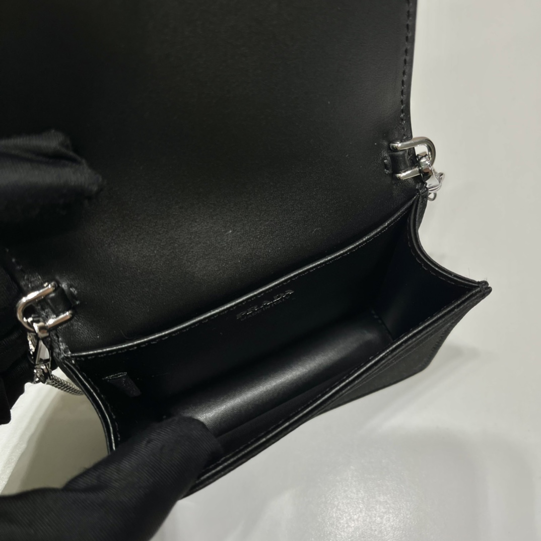 Pra*a cardholder with shoulder strap and crystals