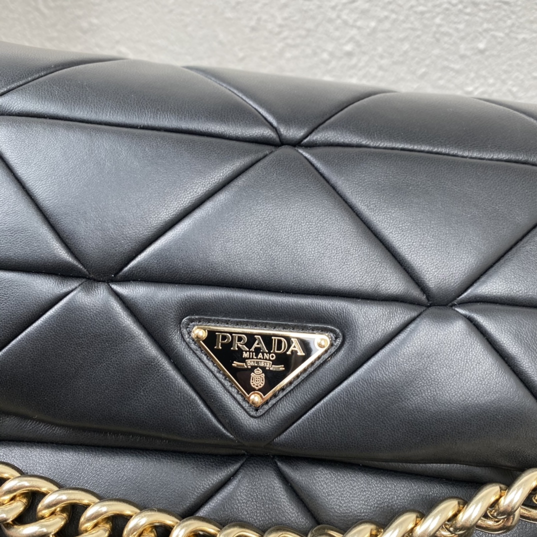 Pra*a system nappa patchwork bag