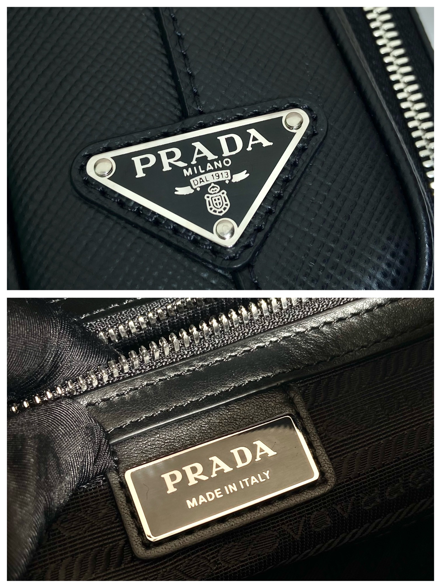 Pra*a saffiano leather shoulder bag