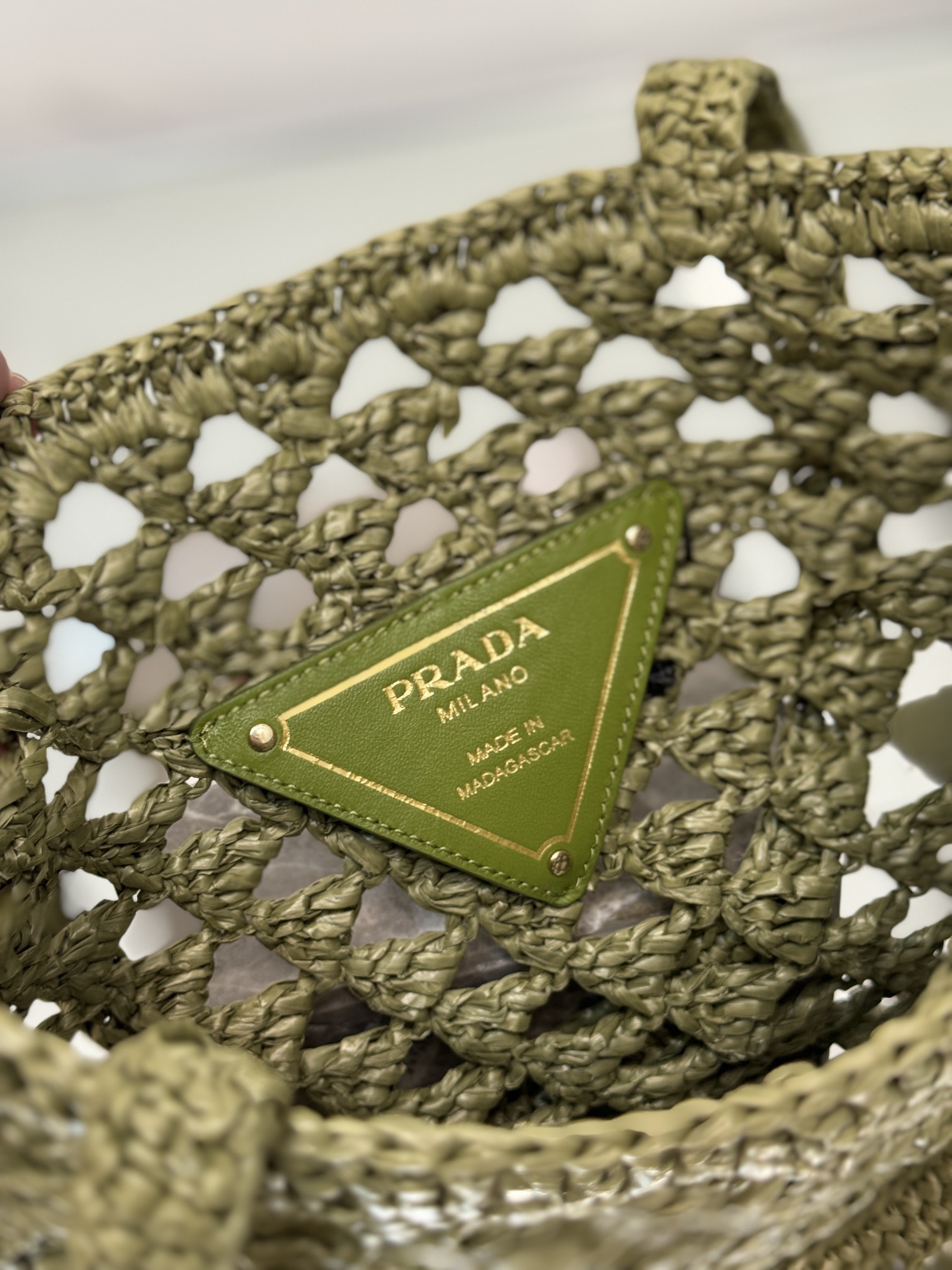 Pra*a woven fabric crochet tote bag