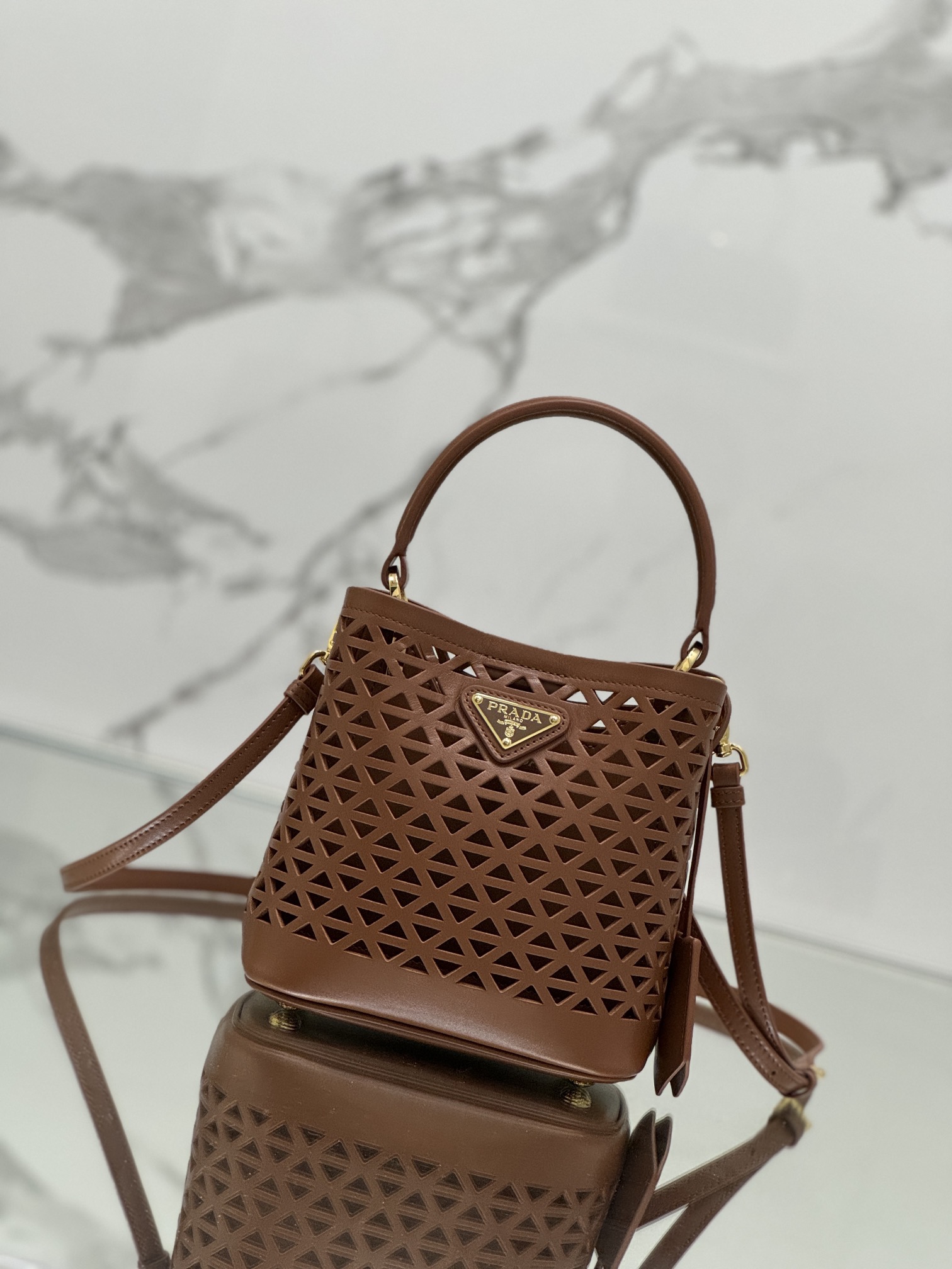 Pra*a small saffiano leather bag